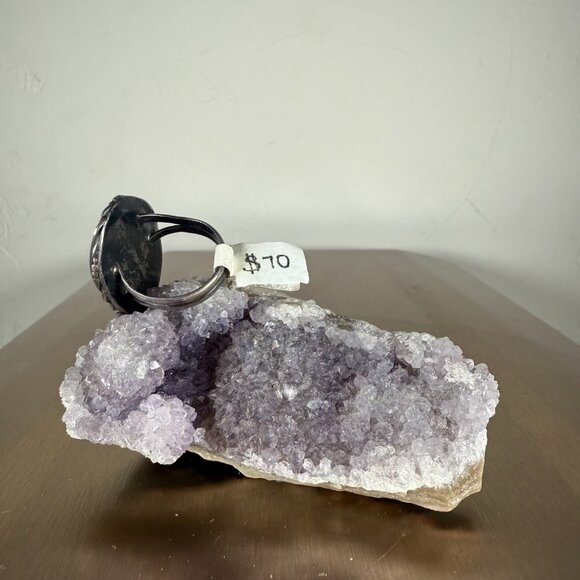 Sterling Silver Ring Gray Labradorite Oval Gemstone Elegant Jewelry Size 7 - Picture 3 of 5